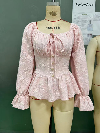 Blusa Elegante Cuello U Estilo Francés con Mangas Largas - Image 11