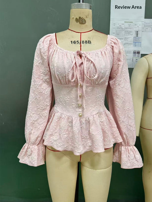 Blusa Elegante Cuello U Estilo Francés con Mangas Largas - Image 11