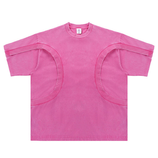 Camiseta Suelta de Cuello Redondo con Detalles de Deconstrucción - Diseño Europeo Minimalista - Image 5