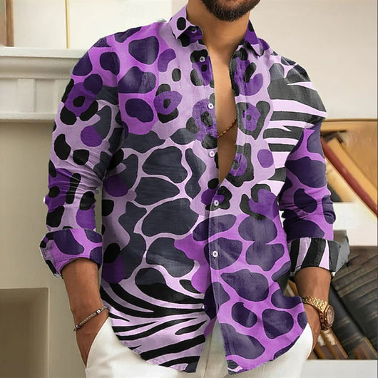 Camisa Manga Larga Estampada a Rayas para Hombre - Image 19