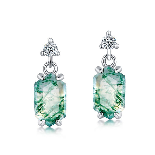 Aretes de Ágata Natural con Incrustación de Musgo Verde - Lujo Ligero - Image 6