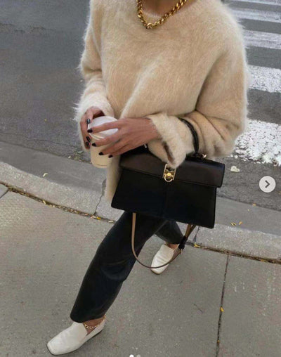 Suéter de Alpaca Tejido Suelto para Otoño e Invierno - Image 16
