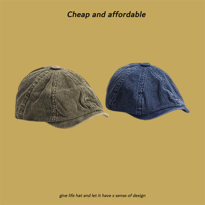 Gorra de Ocho Paneles Pana Hombre Estilo Retro Literario Japonés - Image 10