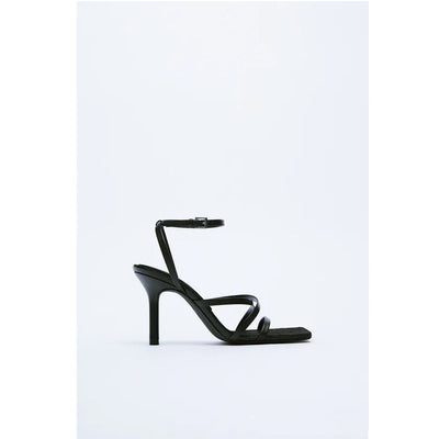 Sandalias Stiletto de Cuero con Tira Cruzada y Punta Cuadrada - Image 10