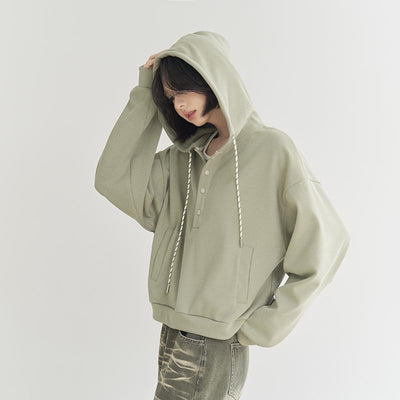 Sudadera Cropped Suelta con Ajuste en Dobladillo para Mujer - Image 4