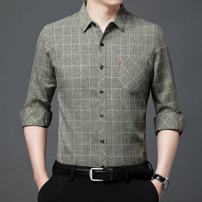 Camisa Cuadriculada de Lino para Hombre Maduro - Image 2