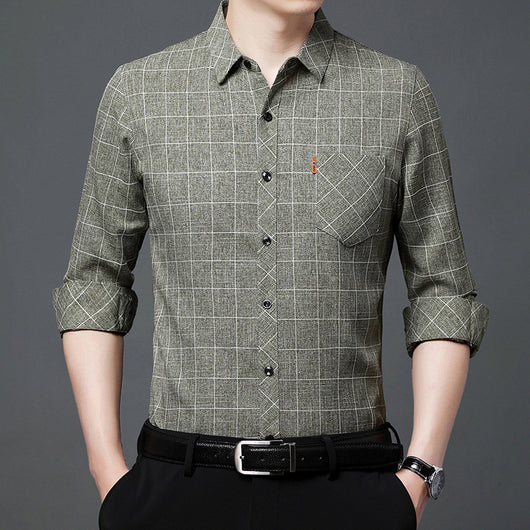 Camisa Cuadriculada de Lino para Hombre Maduro - Image 2