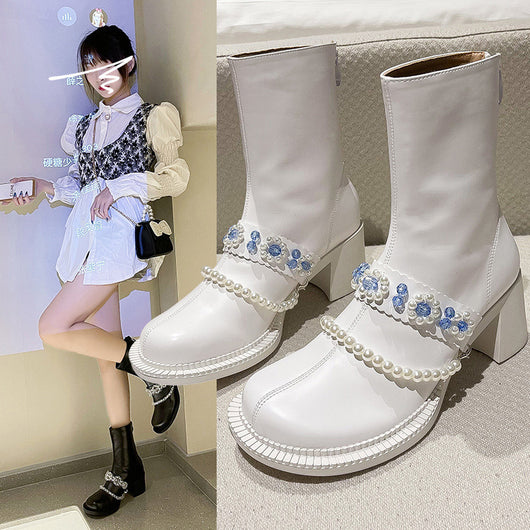 Botas Cortas Infantiles con Cristales y Flores - Estilo Elegante para Niñas - Image 12