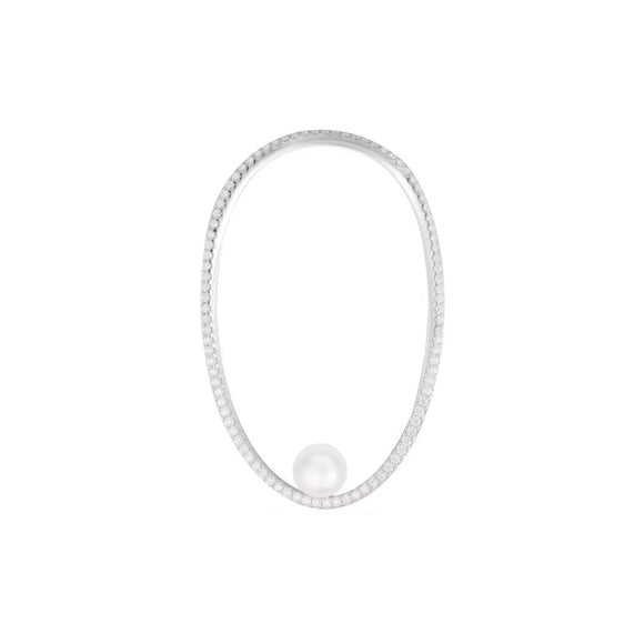 Aretes de Plata Esterlina con Perla y Cristal Diamante