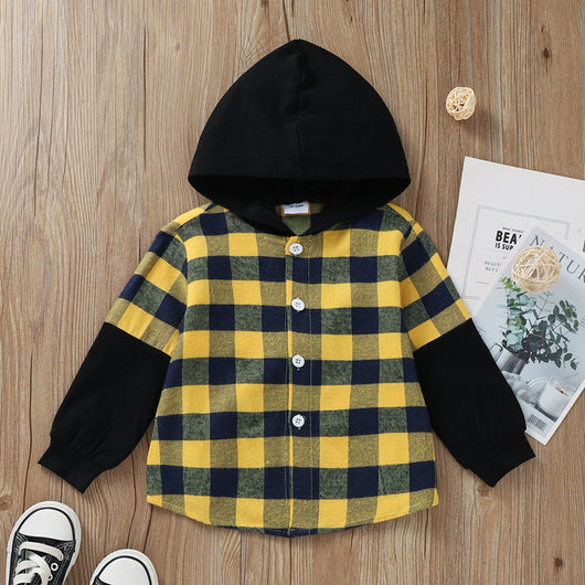 Chaqueta Camisa a Cuadros con Capucha para Niño - Estilo Casual Moderno - Image 2