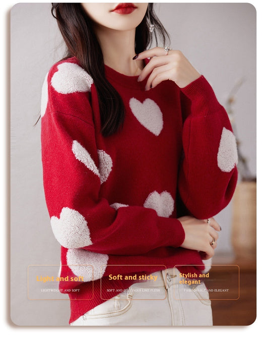 Suéter de Cuello Redondo en Lana Pura para Mujer - Diseño Love - Image 21