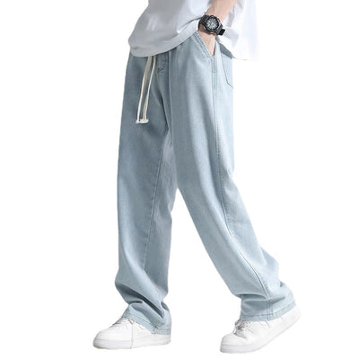 Pantalón Jeans Hombre Corte Recto Ancho Suelto con Caída - Image 5