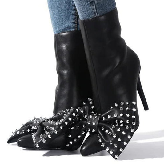 Botas Stiletto con Moño - Tacón Alto Elegante