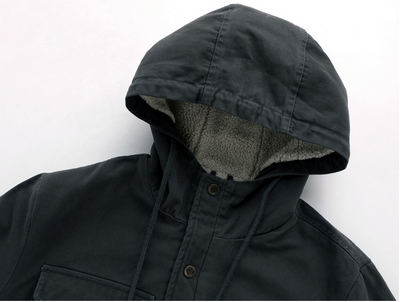 Abrigo de Algodón Grueso con Capucha para Hombre - Largo Medio - Image 13