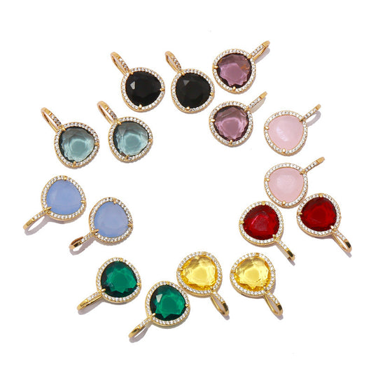 Aretes Triángulo de Cristal Multicolor con Incrustación de Cobre
