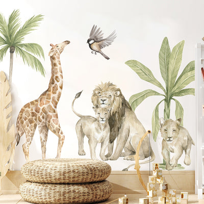 Vinilo Decorativo Boho Animales Salvajes Africanos y Árbol Tropical - Image 19