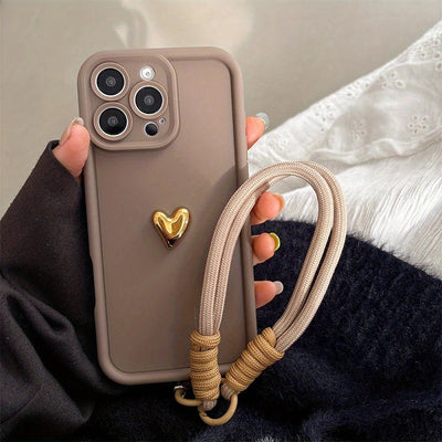 Funda de Silicona para Celular con Diseño de Corazón y Cordón Dorado - Image 15