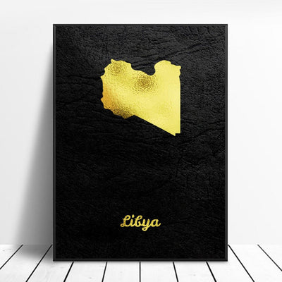 Cuadro Decorativo Mapa de Letonia Dorado para Sala de Estar