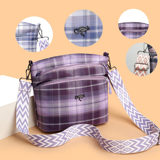 Bolsa Bandolera Escolar de Cuadros Artísticos Gran Capacidad para Mujeres - Image 15