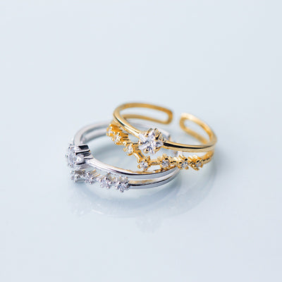 Anillo de Plata para Mujer con Diamante Doble Capa - Image 9