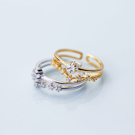 Anillo de Plata para Mujer con Diamante Doble Capa - Image 9