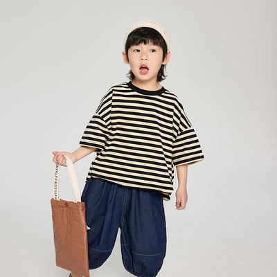 Playera Infantil de Rayas Coreana Suelta para Verano - Image 6