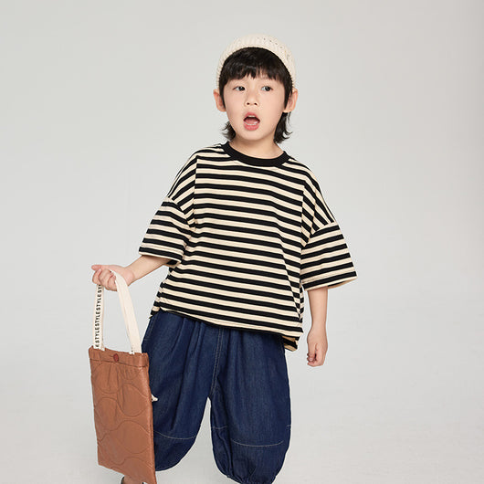 Playera Infantil de Rayas Coreana Suelta para Verano - Image 6