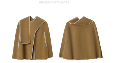 Capa Chal Mujer con Costura Camel - Elegancia Versátil - Image 7
