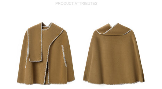 Capa Chal Mujer con Costura Camel - Elegancia Versátil - Image 7