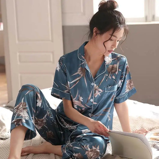 Pijamas de Seda para Parejas - Manga Larga Fresca y Cómoda - Image 14