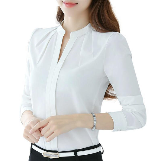 Blusa Elegante de Chifón con Escote V para Mujer Profesional - Image 2