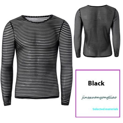 Camiseta Manga Larga a Rayas Talla Grande para Hombre - Image 14