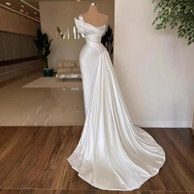 Vestido de Novia Satinado Blanco Elegante Ligero y Fluido - Image 2