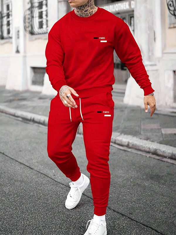 Conjunto de Sudadera Estampada y Pantalón de Fleece Casual