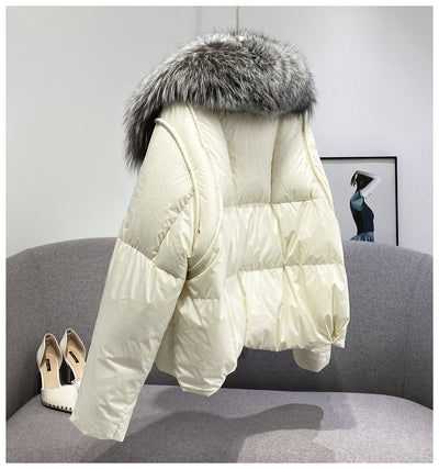 Chaqueta Corta de Plumón de Pato Blanco Premium - Image 14