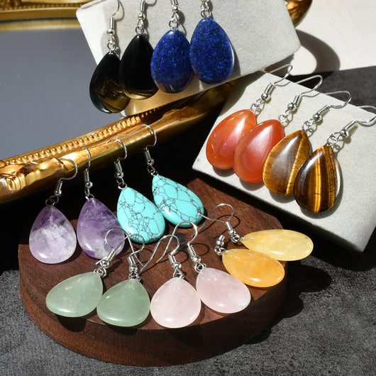 Aretes de Piedra Natural Estilo Chino Gota de Agua - Image 20