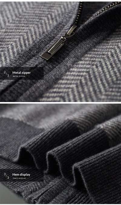 Cardigan de Lana Pura para Hombre con Cierre de Cremallera y Cuello Alto - Image 12