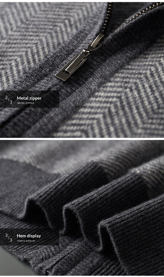Cardigan de Lana Pura para Hombre con Cierre de Cremallera y Cuello Alto - Image 12