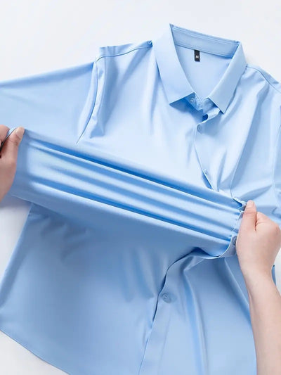 Camisa Elástica sin Costuras para Hombre Talla Grande - Manga Larga Antirruga - Image 6