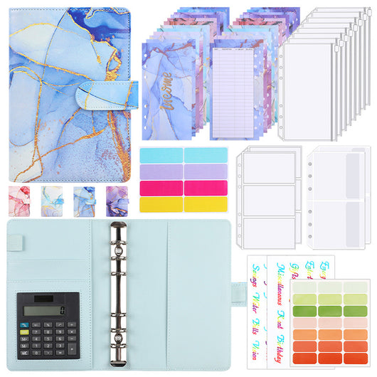 Cuaderno de Cuero PU A6 con Anillas y Calculadora Integrada - Image 32