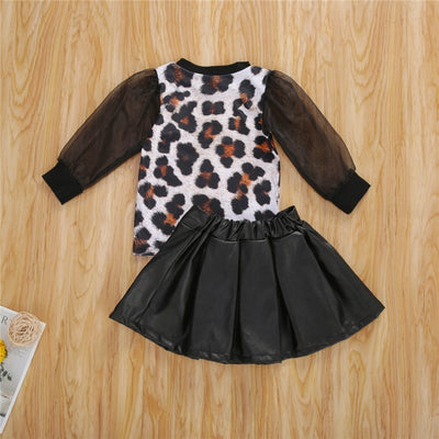 Conjunto Otoñal para Niña con Estampado de Leopardo - Playera y Falda - Image 7