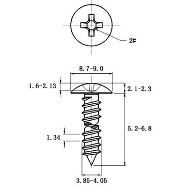 Tornillo Autorroscante de Acero Inoxidable Cabeza Ancha Tipo Champiñón - Image 13