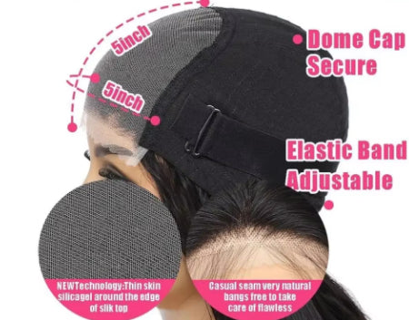 Pelucas de Cabello Humano Ondulado sin Pegamento