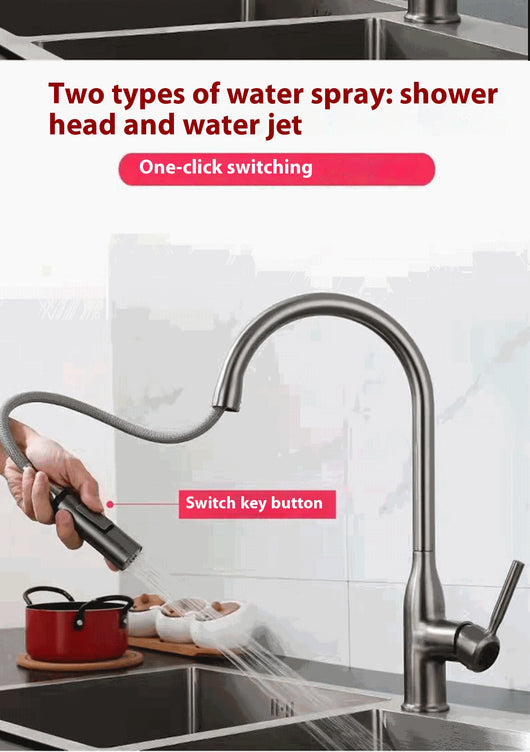 Grifo de Cocina Gris Grafito con Caño Extraíble y Doble Salida de Agua - Image 20