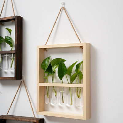 Jarrón Hidropónico de Madera y Vidrio - Decoración Retro para Dormitorio y Sala - Image 4