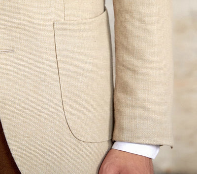 Traje Ejecutivo de Algodón y Lino Texturizado Cruzado Británico Transpirable - Image 3