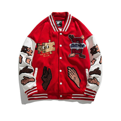 Chaqueta Beisbolera Hombre Estampado Creativo Oversized - Image 9