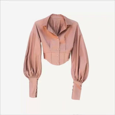 Blusa Ejecutiva con Cintura Anudada y Mangas Globo - Image 3