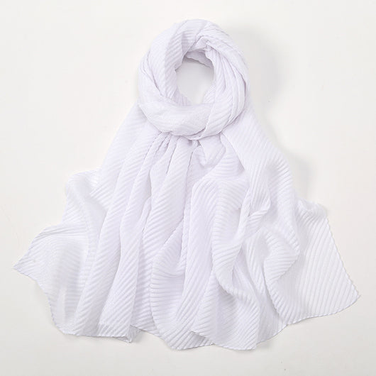 Pañoleta Suave de Poliéster Arrugado en Colores Lisos para Mujer - Image 10