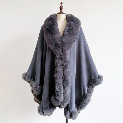 Capa Poncho Oversize con Cuello de Pelaje Irregular - Image 28